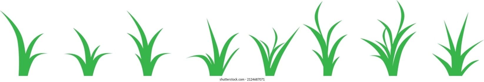 Icono de césped verde conjunto plantilla de diseño vectorial. Aislado sobre fondo blanco.