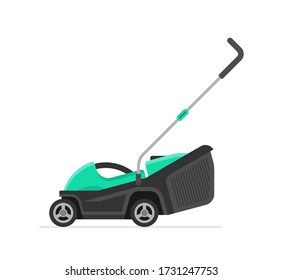 Green Lawn Mower. flat style. isolated on white background