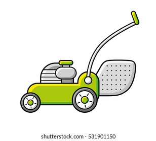 Green lawn mower isolated.