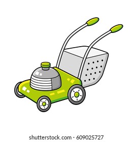 Green lawn mower vector isolated.