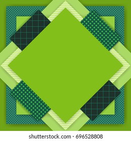 Green layered paper cut style abstract background.Geometric shapes design concept for poster,brochure,book cover or sale banner.Vector illustration.