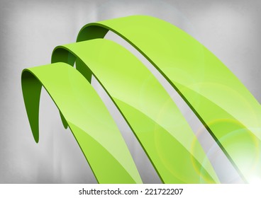 Green layout. Vector abstract curves as design elements.