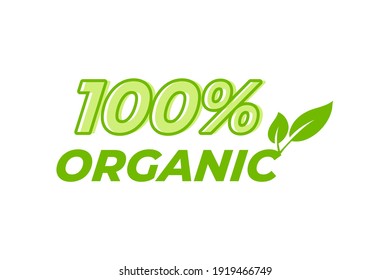 Icono ecológico de logo 100% de hoja verde. Flor de la naturaleza etiqueta vegetal vegetal orgánica eps 10
