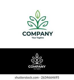 green leaf abstract logo design for company branding