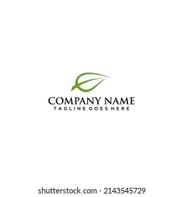 Green leaf abstract minimalist logo design for business identity and branding