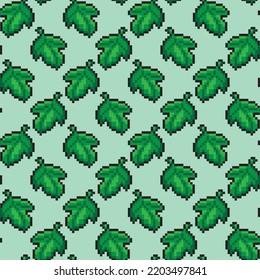 green leaf Abstract pixel colorful vector illustration Seamless pattern on background fabric pattern design wallpaper.