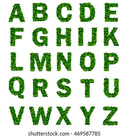 Green leaf alphabet with letters