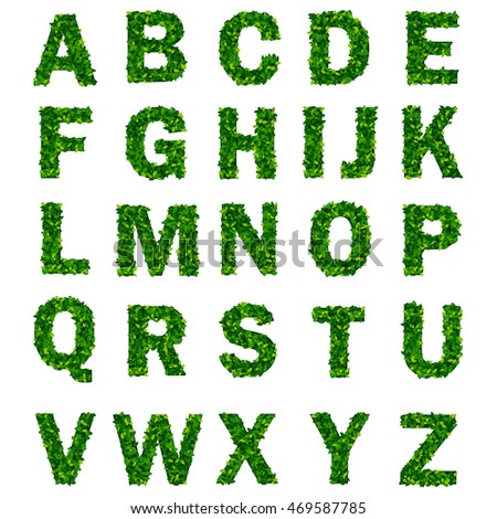 Green leaf alphabet with letters