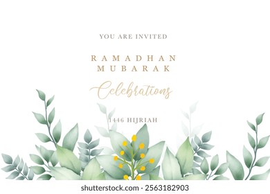 Green Leaf Background With Eid Mubarak 2025 Greetings