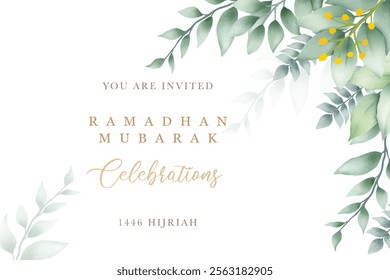 Green Leaf Background With Eid Mubarak 2025 Greetings