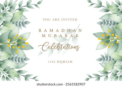 Green Leaf Background With Eid Mubarak 2025 Greetings