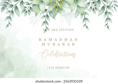 Green Leaf Background With Eid Mubarak 2025 Greetings