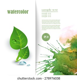 Green leaf background, eps10 Ecology vector label.