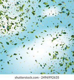 Green leaf background. Luxury background design concept. Abstract art. Tropical summer leaf design. Pattern art illustration design. Summer Sale Banner. Greenery Leaves and Gold Confetti Wallpaper.