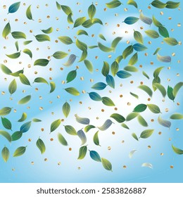 Green leaf background. Luxury background design concept. Abstract art. Tropical summer leaf design. Pattern art illustration design. Summer Sale Banner. Greenery Leaves and Gold Confetti Wallpaper.
