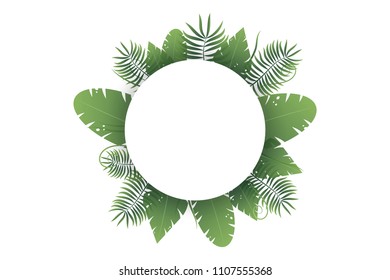 Green Leaf Background with space for text, Jungle Concept,Vector.