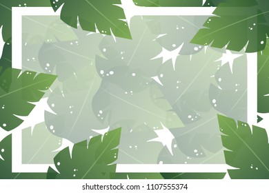Green Leaf Background with space for text,Jungle Concept,Vector.