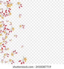 Green Leaf Background Transparent Vector. Foliage Dry Illustration. Red Herb Material. Agriculture Card. Leaves October.