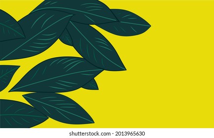 green leaf background vector with free space for text
