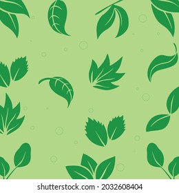 Green leaf background vector seamless pattern design