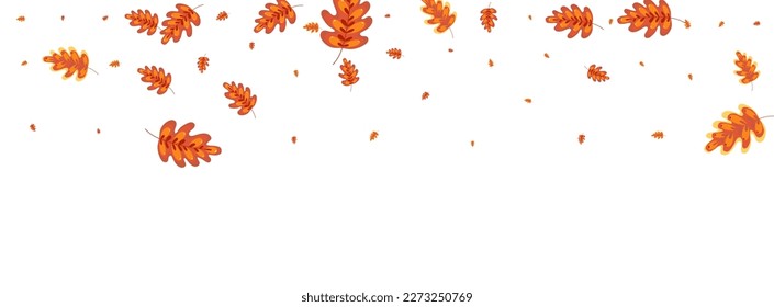 Green Leaf Background White Vector. Plant Paper Texture. Red Leaves. Border Frame. Yellow Oak November.