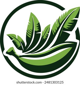 Green Leaf Banana Logo Vector Isolated Clean