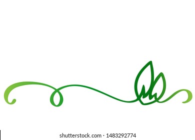 Green leaf banner or poster bio eco nature protect. Sign on postcard print. Vector calligraphy and lettering illustration isolated on a white background