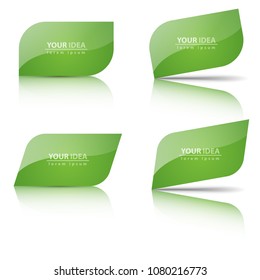 Green leaf banner with reflect. Vector eps 10.