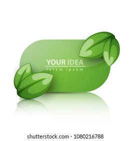 Green leaf banner with reflect. Vector eps 10.