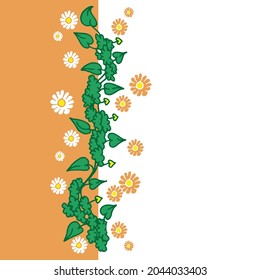 hermosa flor con ilustración de hojas verdes. fondo natural. vector dibujado a mano. 
