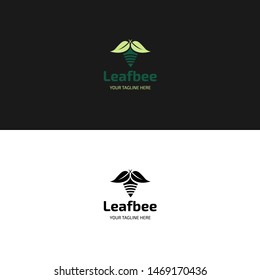 Green Leaf Bee Logo Design