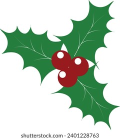 Green leaf with berry design for christmas design