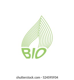 Green leaf bio emblem. Sign for natural product. Eco production logo