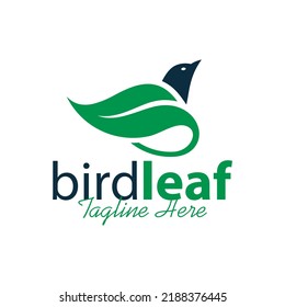 green leaf bird illustration logo design