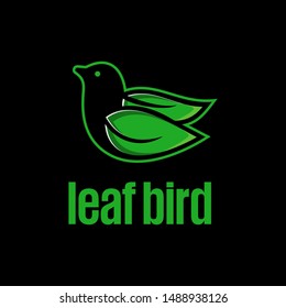 green leaf bird logo on black background