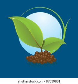 green leaf - blue button