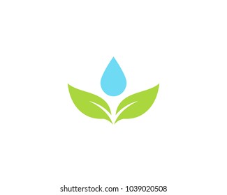 Green Leaf And Blue Water Logo Vector Design Template