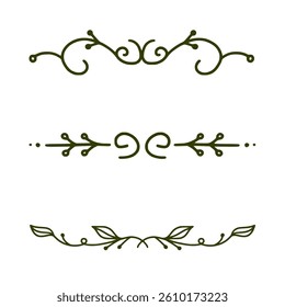 green leaf border vector illustration set