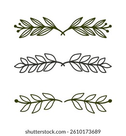 green leaf border vector illustration set