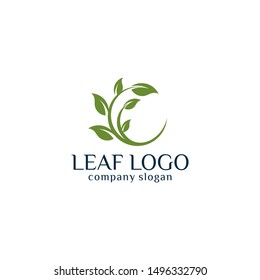 Green leaf botany icon eco logo design vector minimalist template download