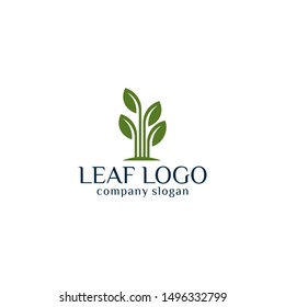 Green leaf botany icon eco logo design vector minimalist template download