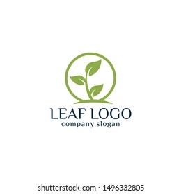 Green leaf botany icon eco logo design vector minimalist template download