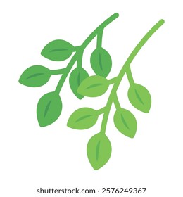 Green leaf branch corner decoration. Nature, fresh, plant, environment concepts. Flat decorative vector design isolated illustration.