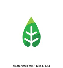 green leaf and branch modern logo icon