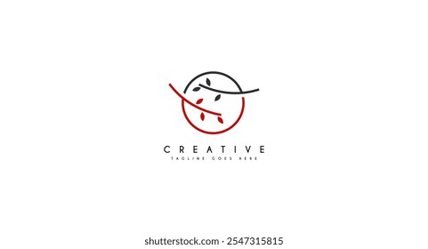 Grünes Blatt mit Zweignest Logo Design Vektorgrafik.