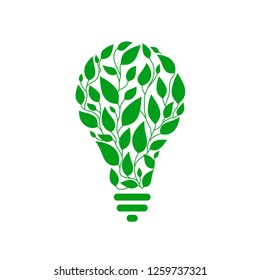 green leaf with bulb concept for fresh idea, save energy Eco logo concept 