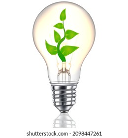 Green leaf in bulb isolated on white background. vector illustration.