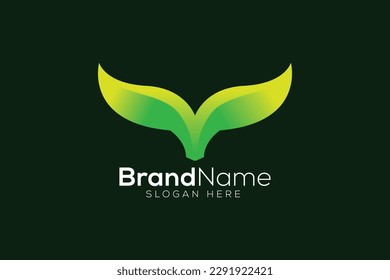 Green leaf bull logo design template