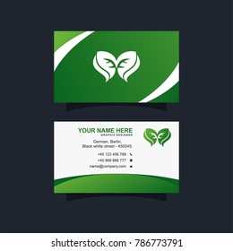 green leaf business card vector design