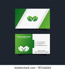 green leaf business card vector design